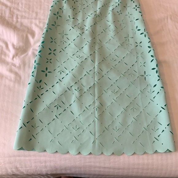 J Crew Dress 4T Green Lined A-line Floral Laser Cut Out Blogger Favorite Spring - Picture 3 of 10